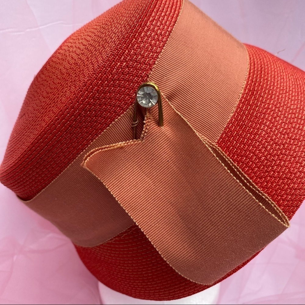 Vintage Orange Bucket Cloche Hat - Picture 6 of 9